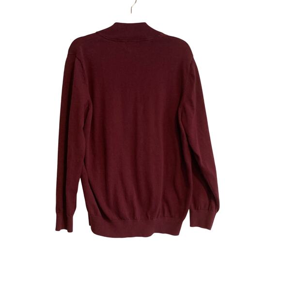 LL Bean Maroon Burgundy 1/4 Zip Cotton Cashmere Blend Preppy Sweater Size Lrage - Picture 2 of 16